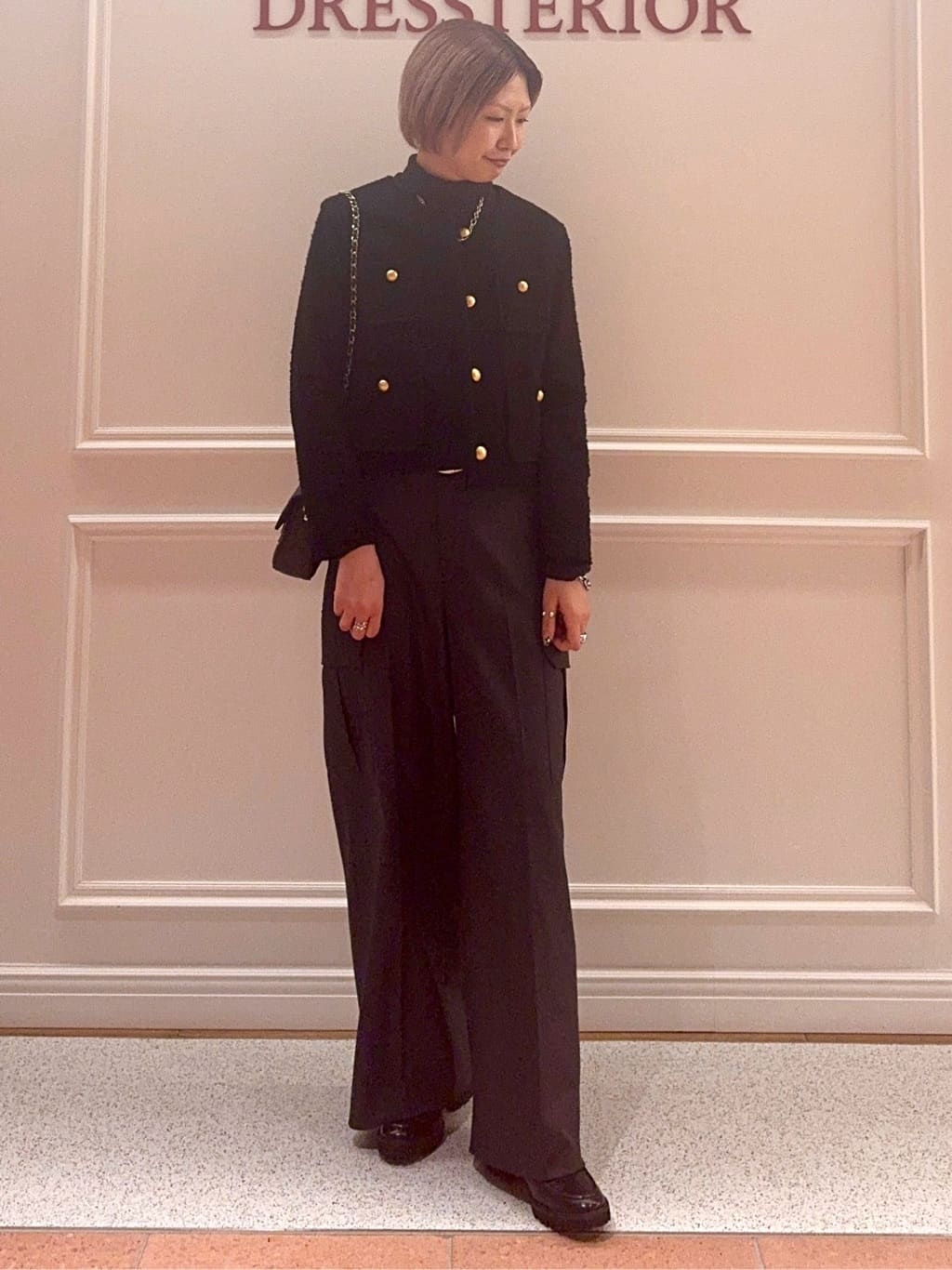 renaさんの「DRESSTERIOR｜シルクブレンドメリノウールリブプルオーバー」を使ったコーディネート