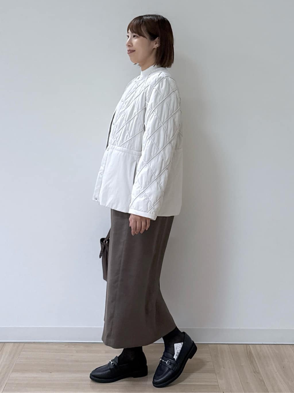 amiさんの「Reflect｜【気軽な羽織に◎】中綿キルティングショートコート」を使ったコーディネート