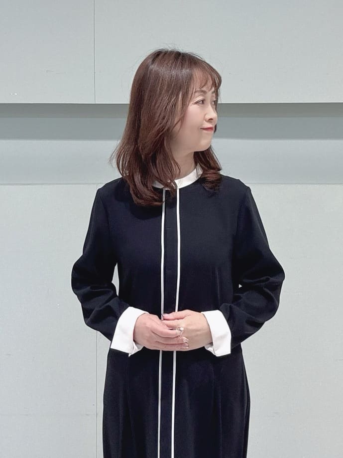 makiさんの「UNTITLED｜【日本製／通勤／フォーマル】カシミヤ混ノーカラーコート」を使ったコーディネート