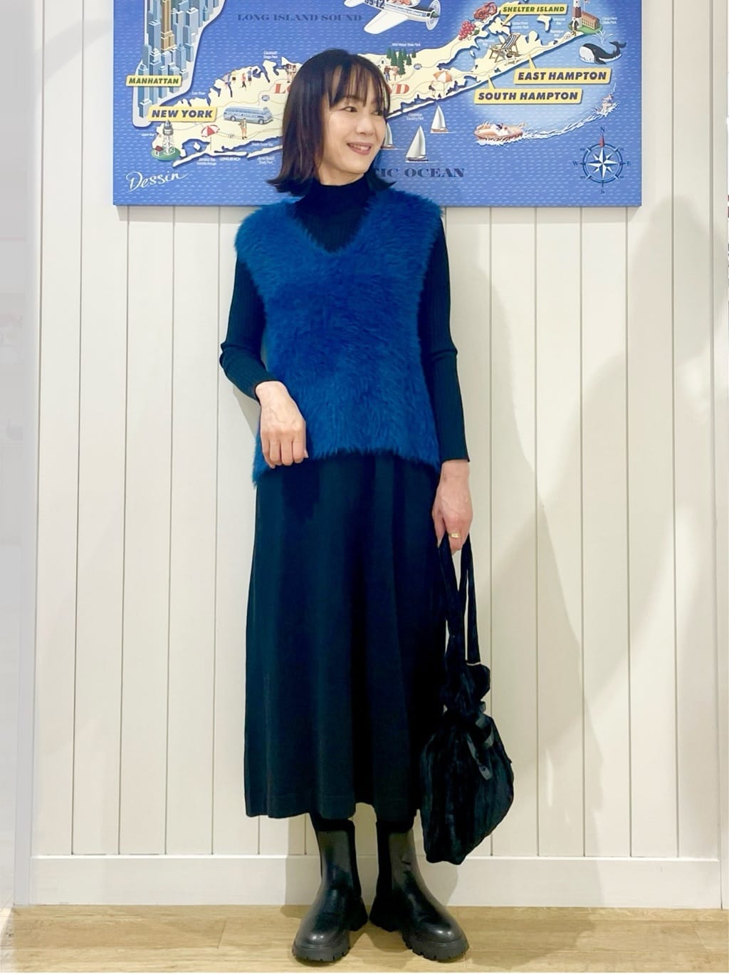 uwatokoさんの「Dessin｜【2点セット・洗える】シャギーベストニットワンピース」を使ったコーディネート