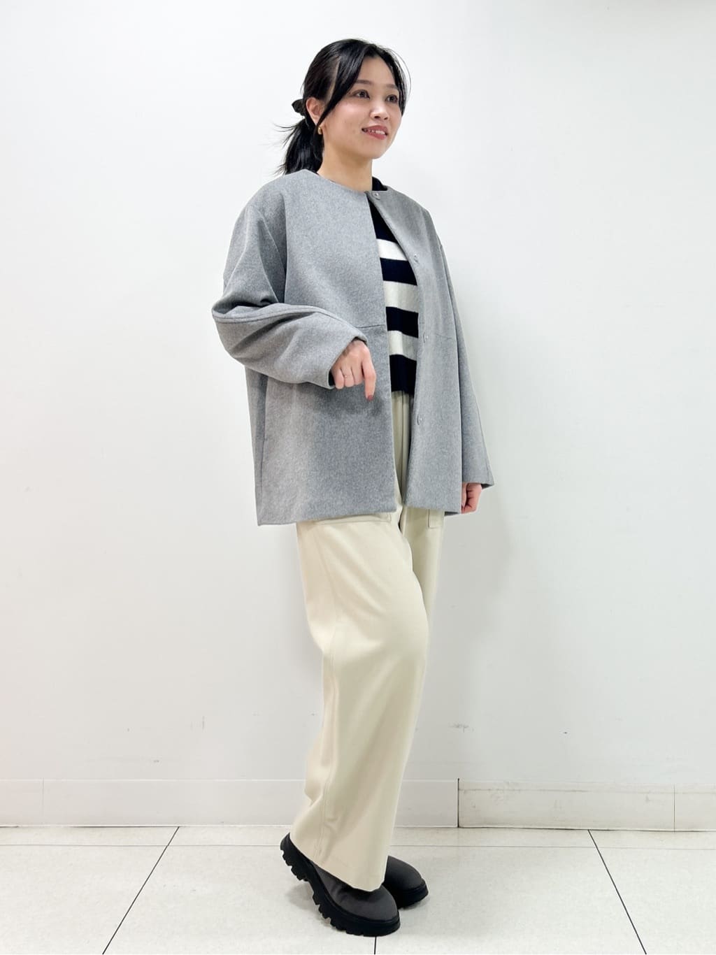 Kaiさんの「Dessin｜ウール混クルーネックコート」を使ったコーディネート