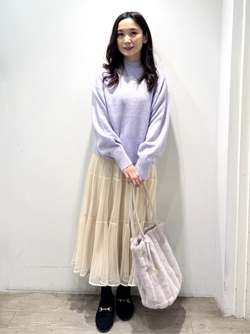 yuicciさんの「OPAQUE.CLIP｜選べる2丈 ハイネックカラーミックスラメニット【洗濯機OK】」を使ったコーディネート