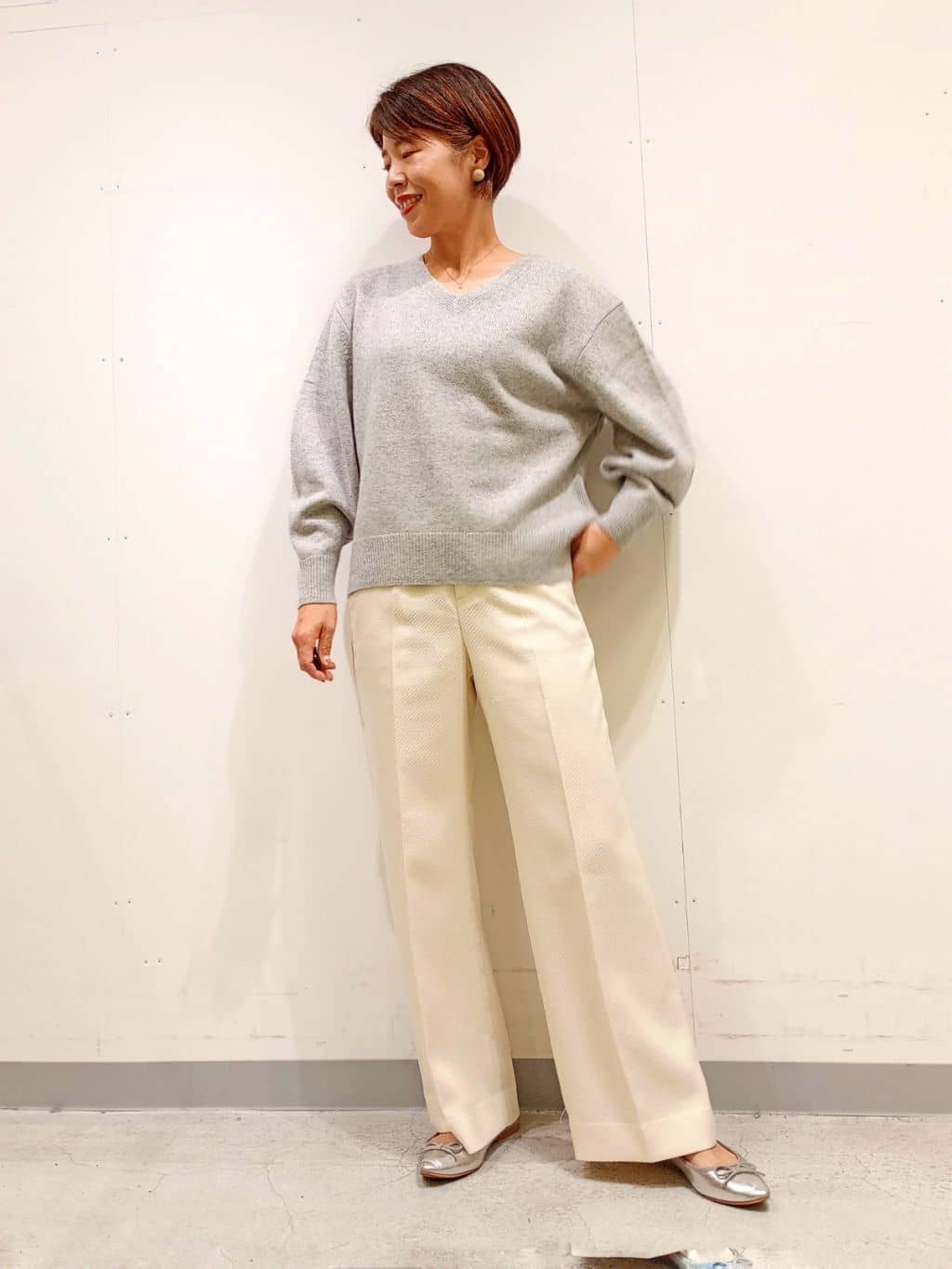 Kさんの「INDIVI｜【日本製／ミドル丈】スタンドカラーミドルコート」を使ったコーディネート