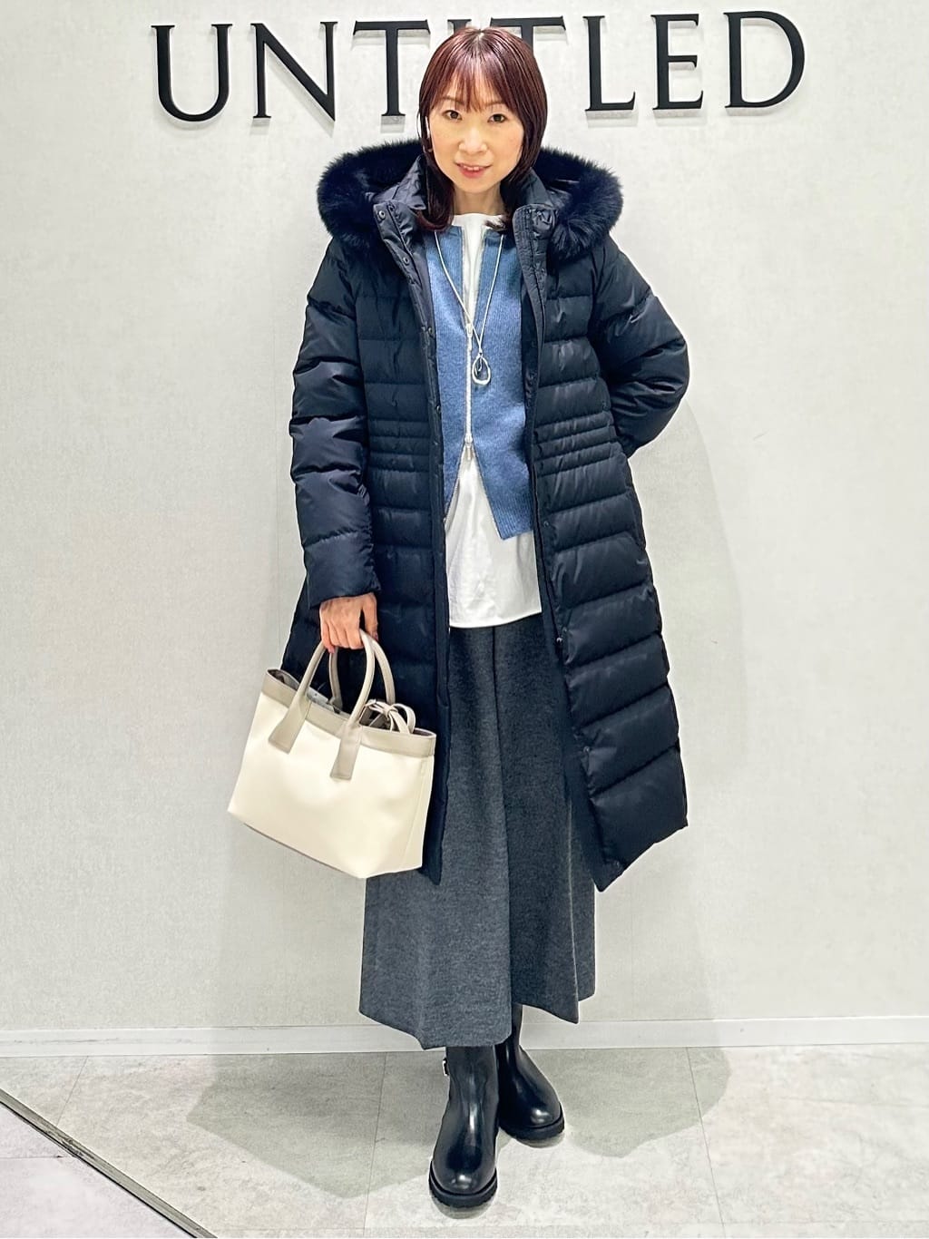 Miwaさんの「UNTITLED｜【はっ水機能/フード取り外し可/防寒】ロングダウンコート」を使ったコーディネート