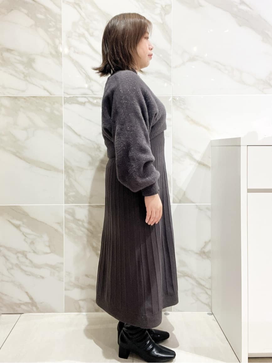 ayuさんの「index｜ラメフェザープルオーバーセット ニットワンピース【洗濯機OK】《XS～LL》」を使ったコーディネート
