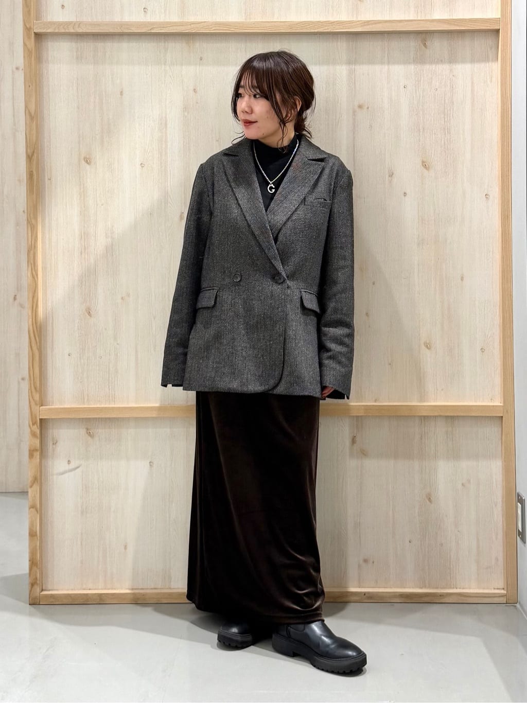 nanaさんの「THE SHOP TK｜【洗えるアウター】ヘリンボーン＆チェック柄ジャケット」を使ったコーディネート