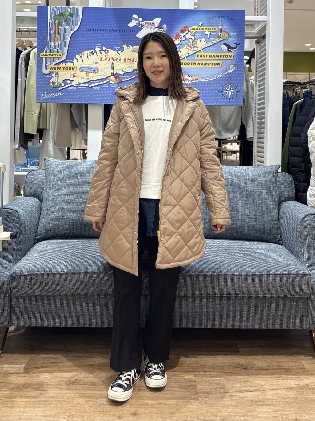 risaさんの「Dessin｜【2WAY/洗える】中綿キルトコート」を使ったコーディネート