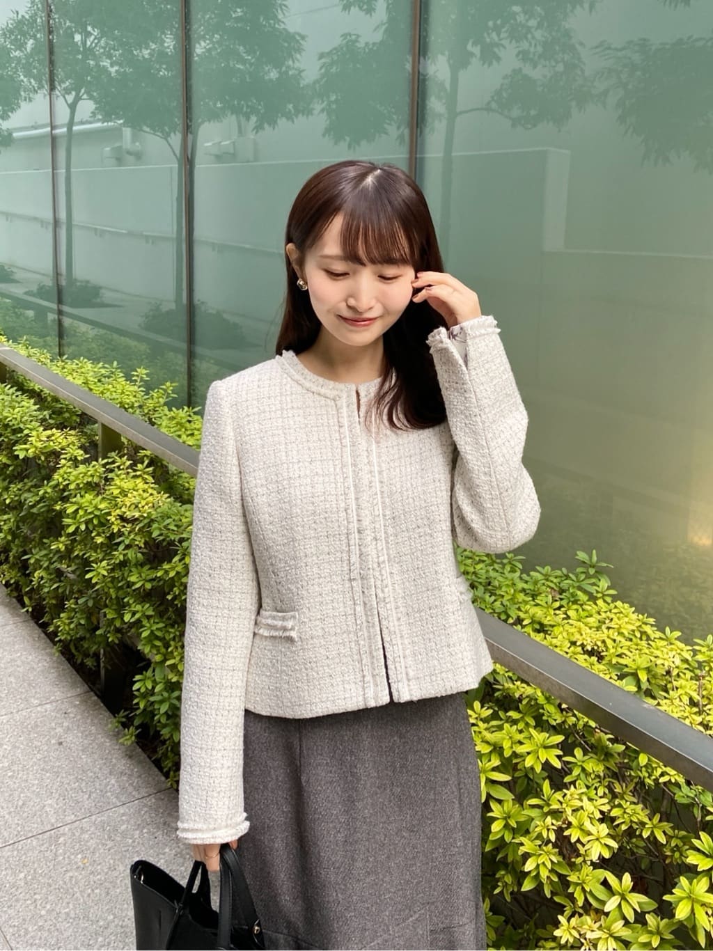 みさかさんの「index｜《通勤／セットアップ対応》ノーカラーツイードジャケット【洗濯機OK】」を使ったコーディネート