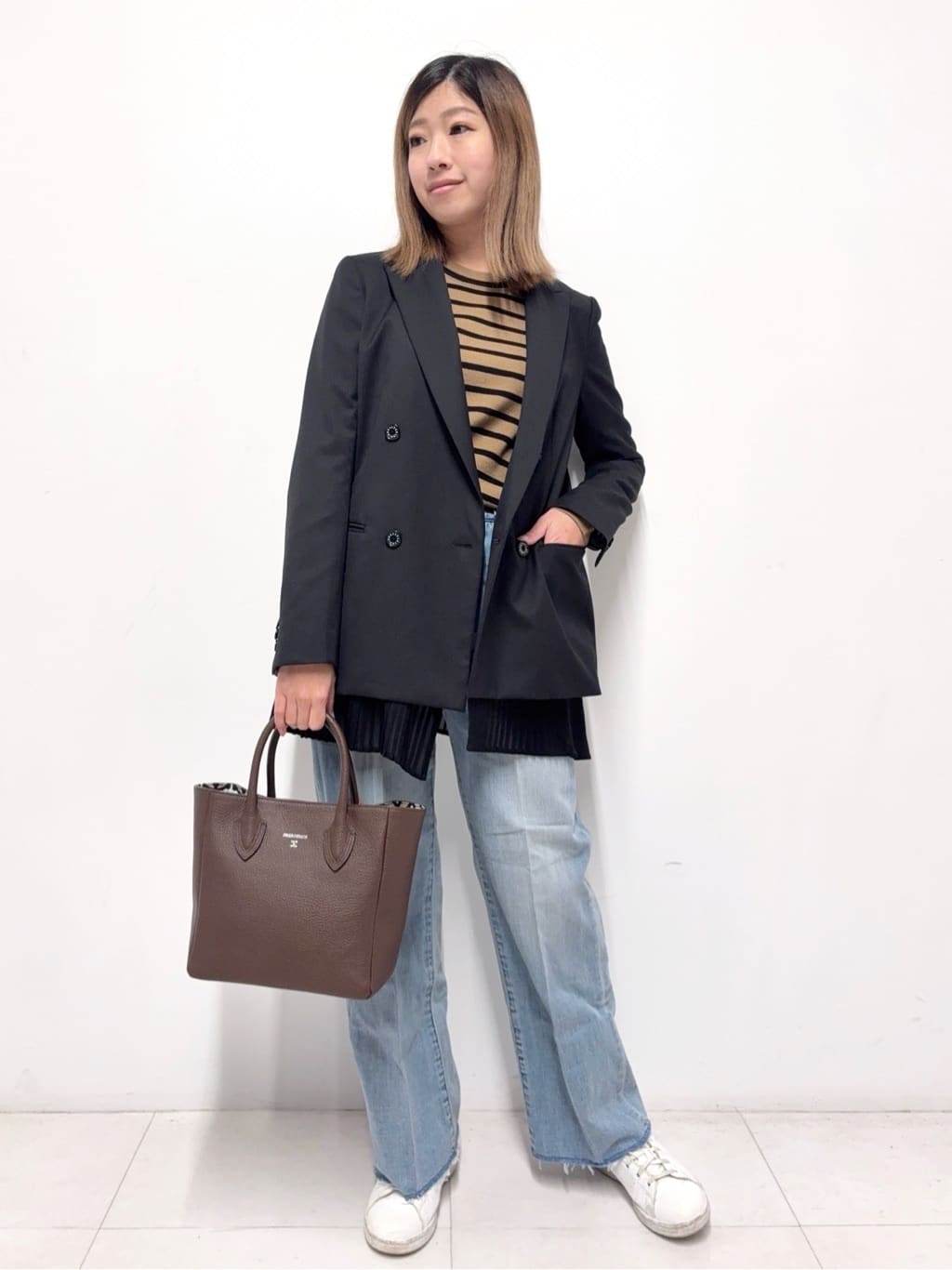 Nishijimaさんの「DRESSTERIOR｜◆ストレッチフルニードルボーダーニット」を使ったコーディネート