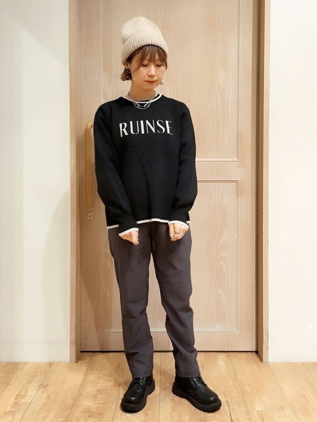 YUKIさんの「SHOO･LA･RUE｜ふわふわヤーンニット帽」を使ったコーディネート
