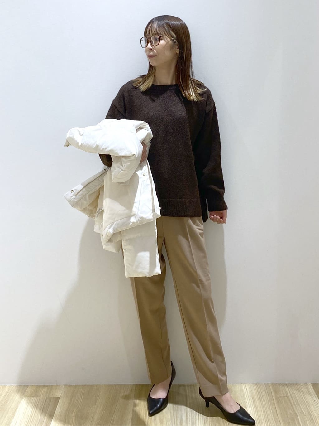 えりさんの「OPAQUE.CLIP｜リラクシークルーネックニット【洗濯機OK】」を使ったコーディネート