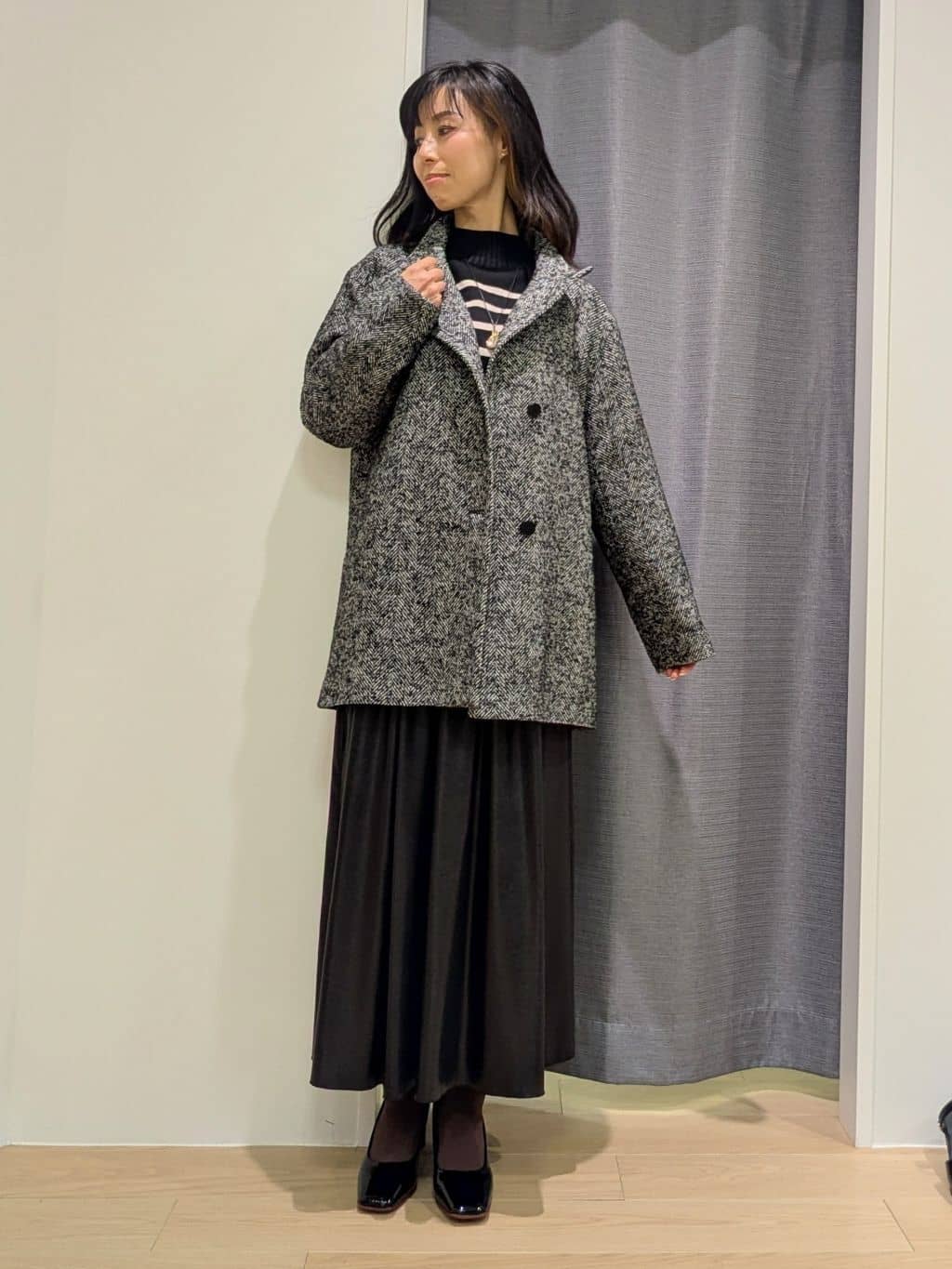 miiさんの「INDIVI｜【カシミヤ混】ミドルゲージ ハイネックニット」を使ったコーディネート