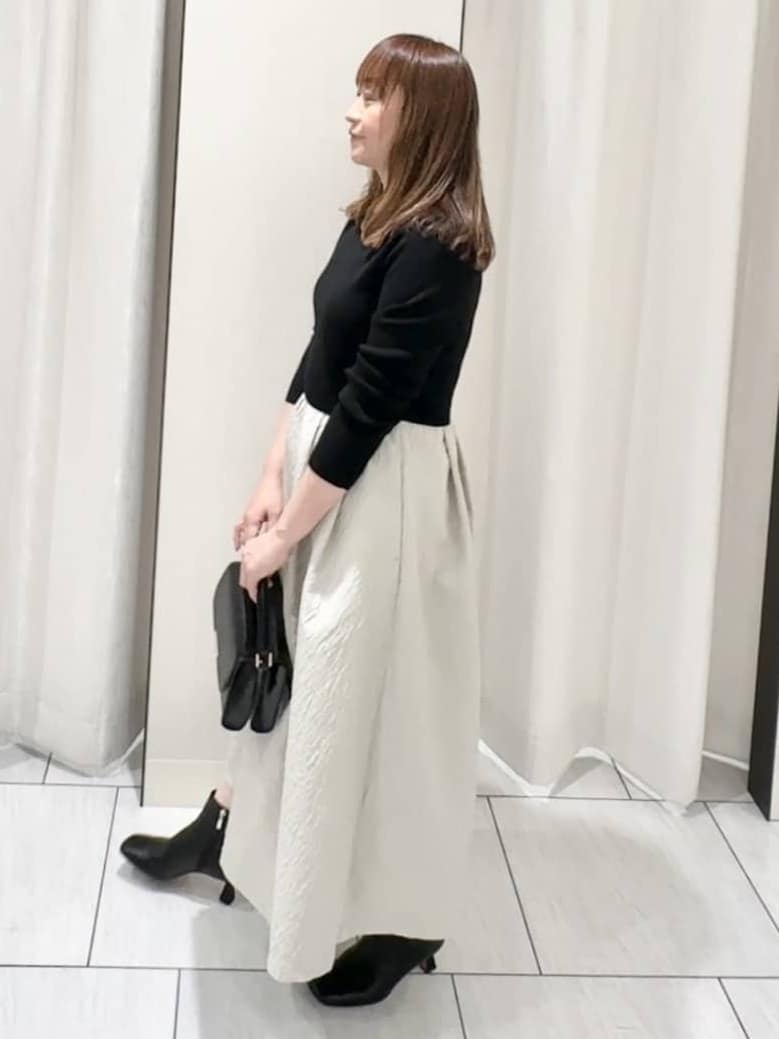ʏᴜᴋɪᴋᴏさんの「UNTITLED｜【大人フェミニン/トレンド】ニット&times;ジャカード ドッキングワンピース」を使ったコーディネート