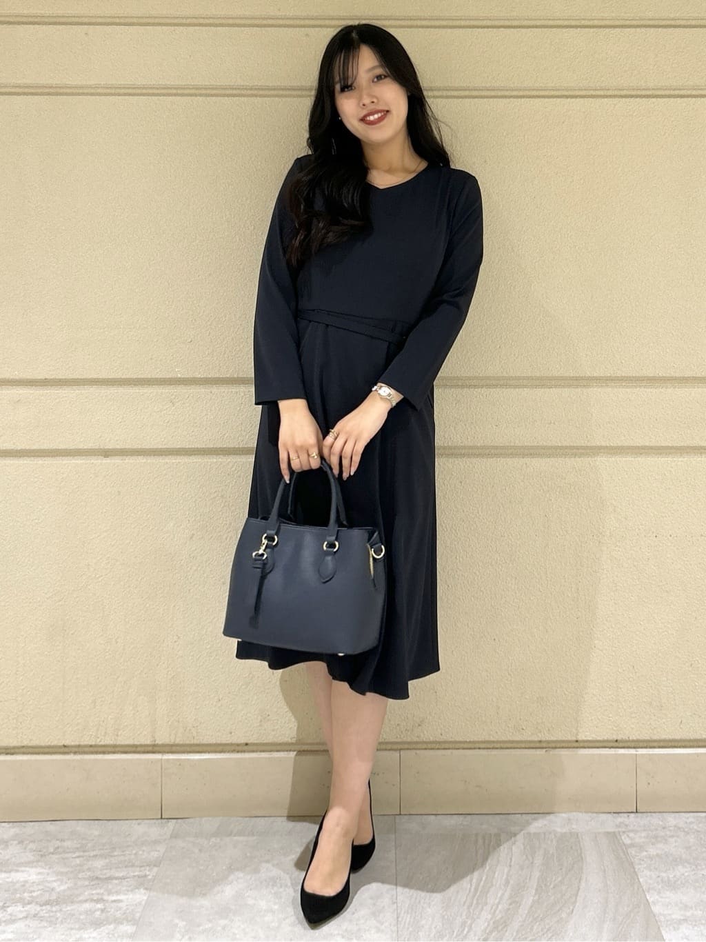 Momokaさんの「COUP DE CHANCE｜【手洗い可／日本製】ベルト付フレアーワンピース」を使ったコーディネート