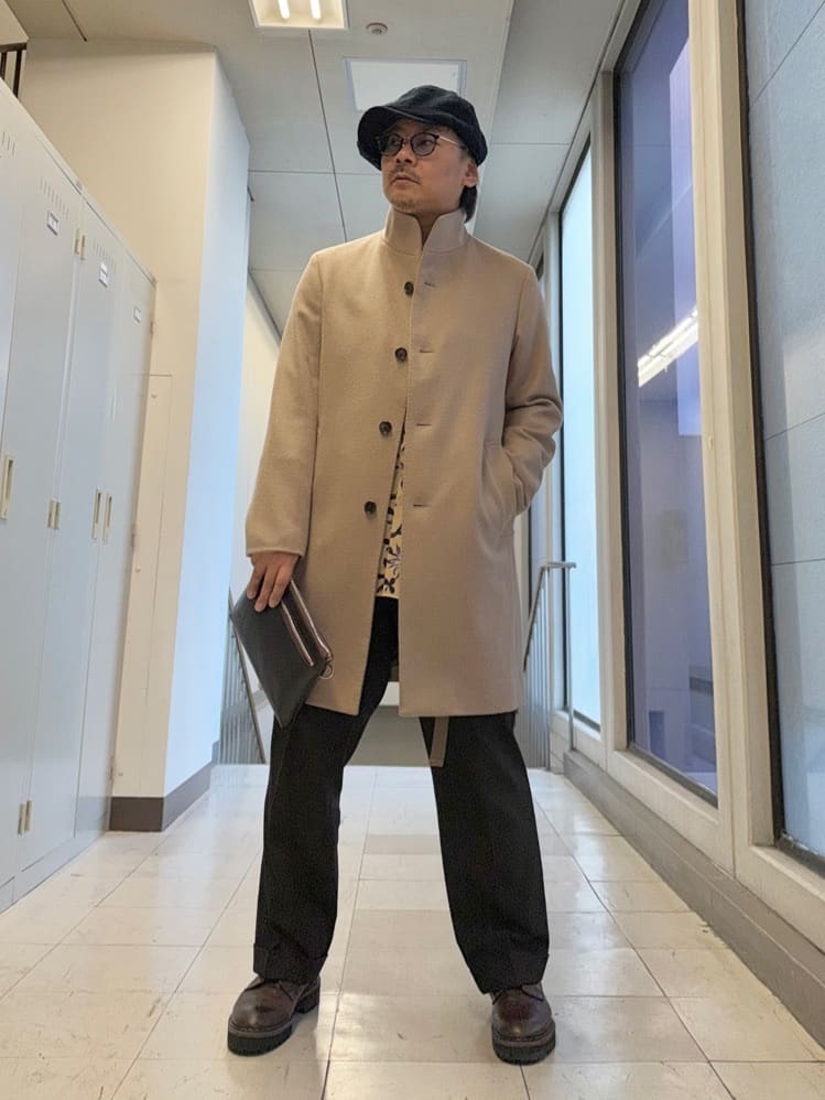 MAKOTO AIさんの「TAKEO KIKUCHI｜【ウールカシミヤブレンド】ビーバー調 スタンドカラー コート」を使ったコーディネート