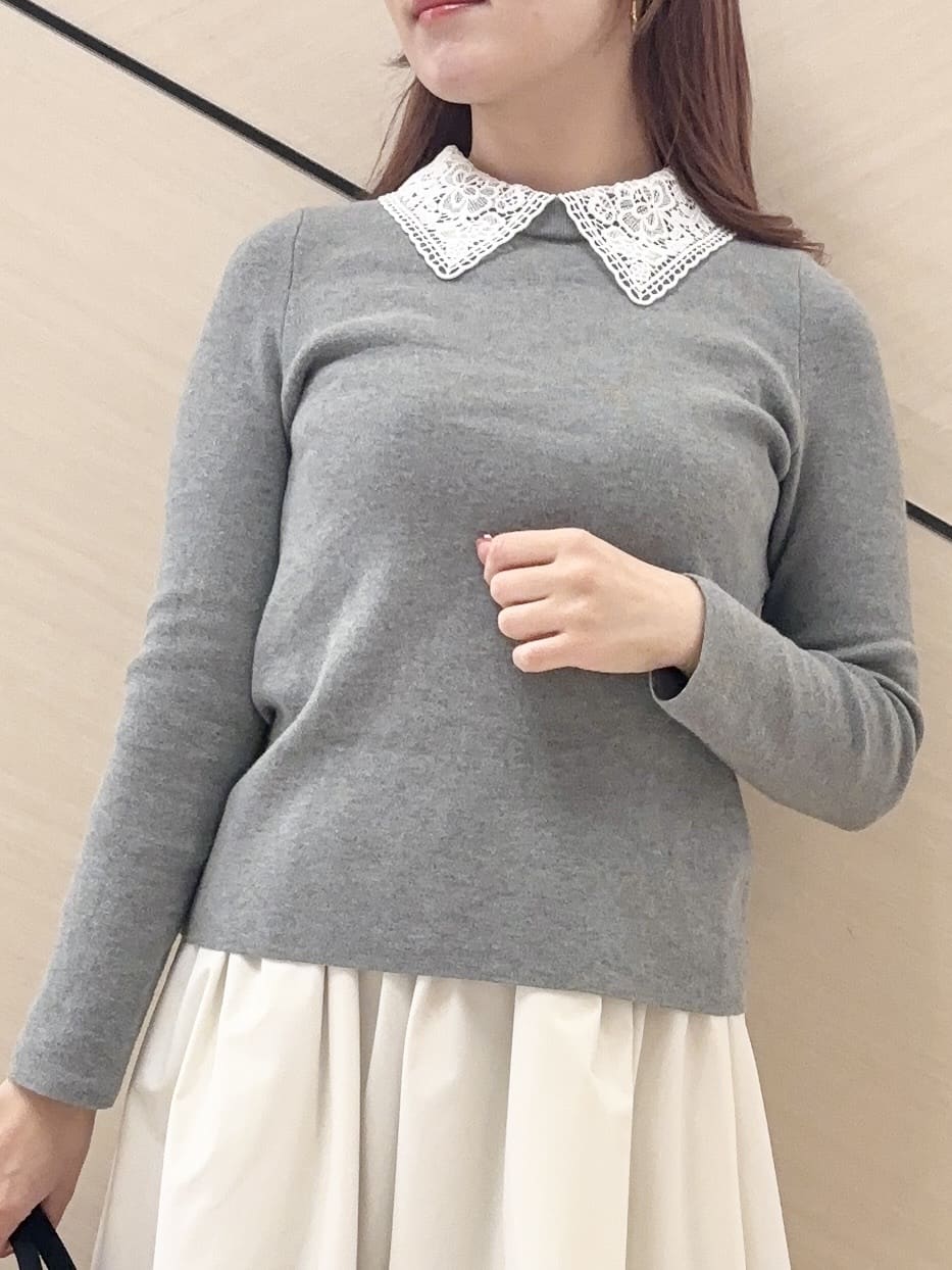 Rinaさんの「DRESSTERIOR｜2WAYレースカラーニット」を使ったコーディネート