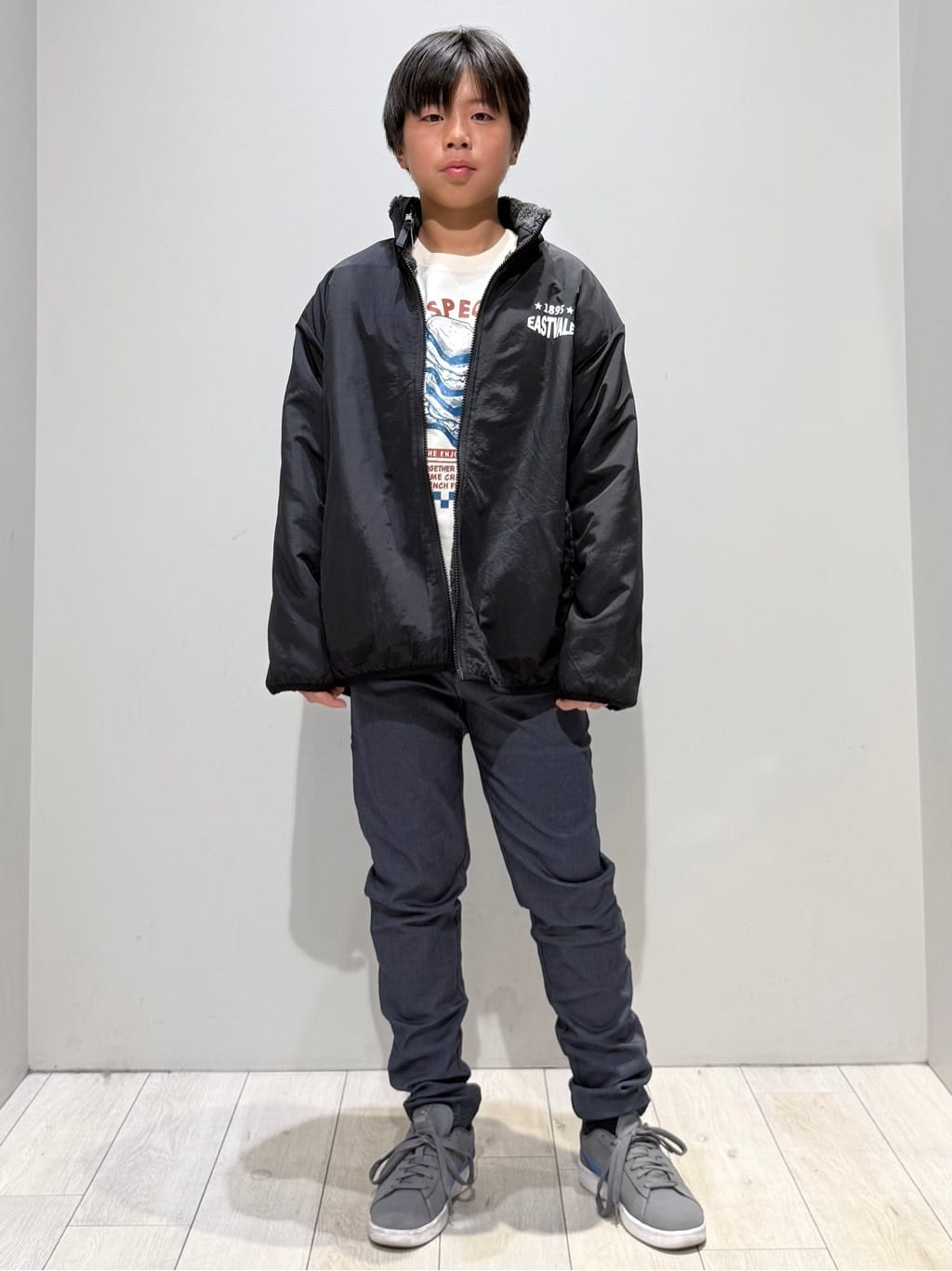 kuboさんの「THE SHOP TK｜【110－160】ボアリバーシブブルゾン/洗濯機OK」を使ったコーディネート
