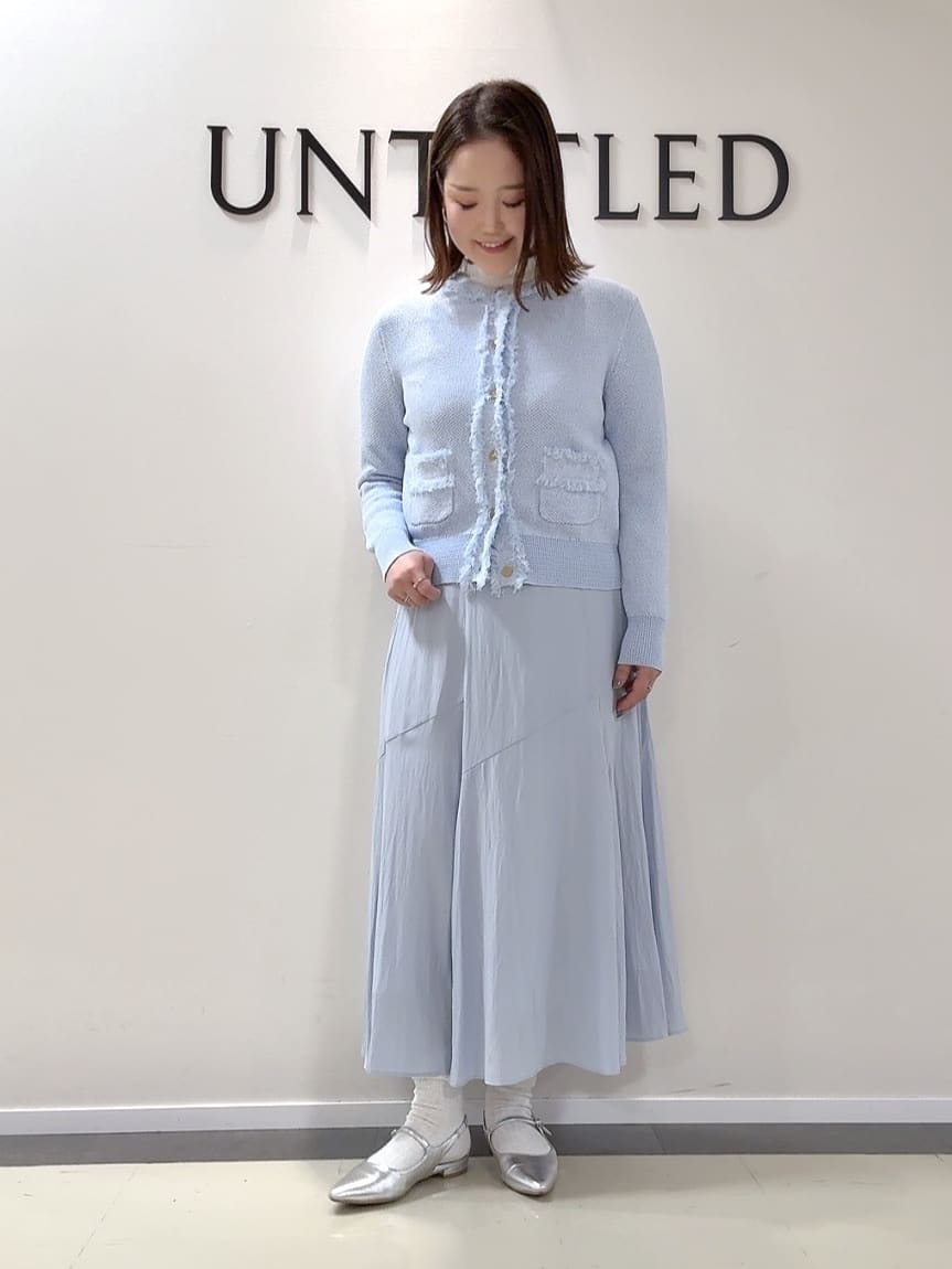 YUIさんの「UNTITLED｜【洗える/ジャケット風】ツイードニットカーディガン」を使ったコーディネート