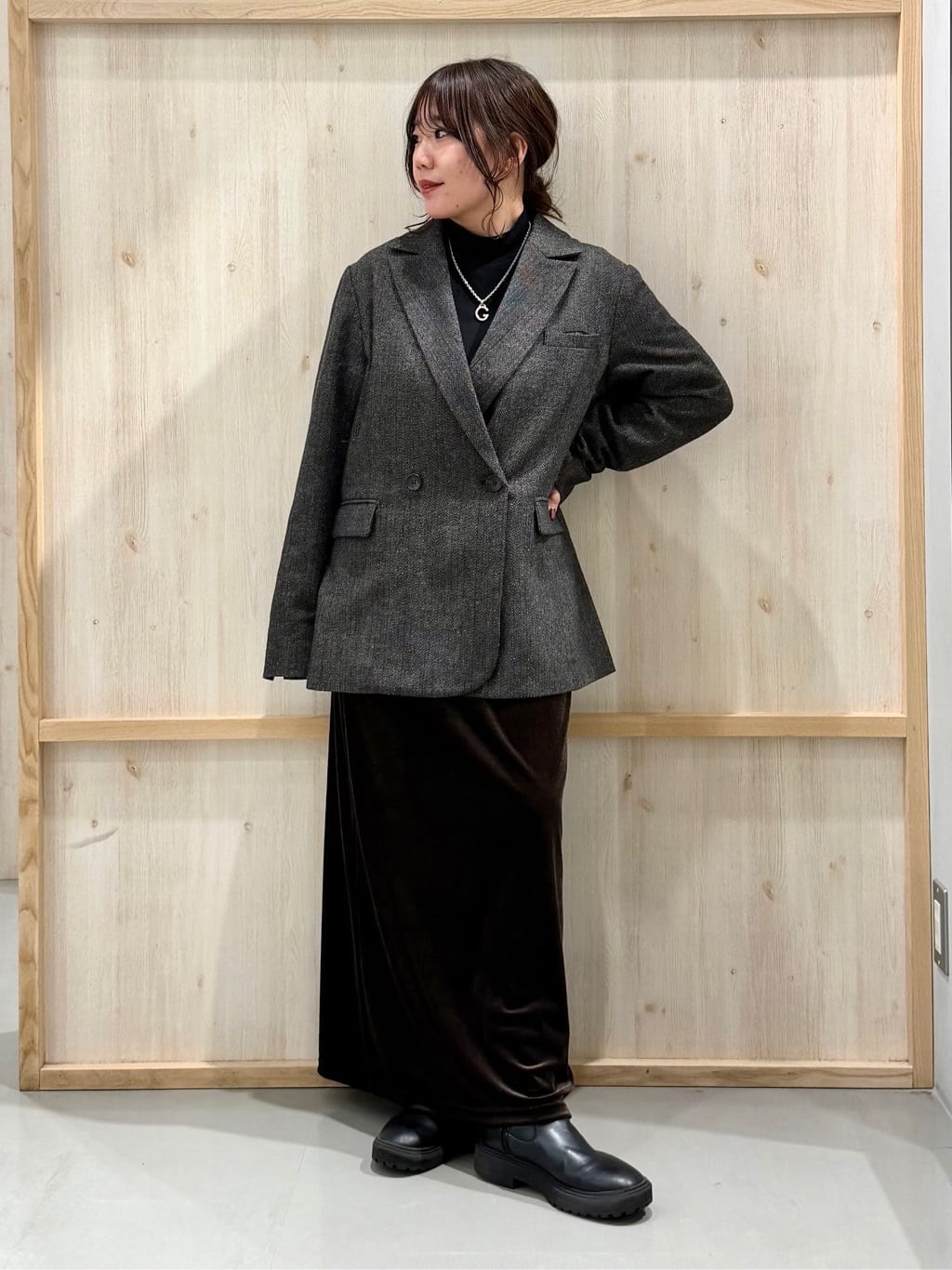 nanaさんの「THE SHOP TK｜【洗えるアウター】ヘリンボーン＆チェック柄ジャケット」を使ったコーディネート