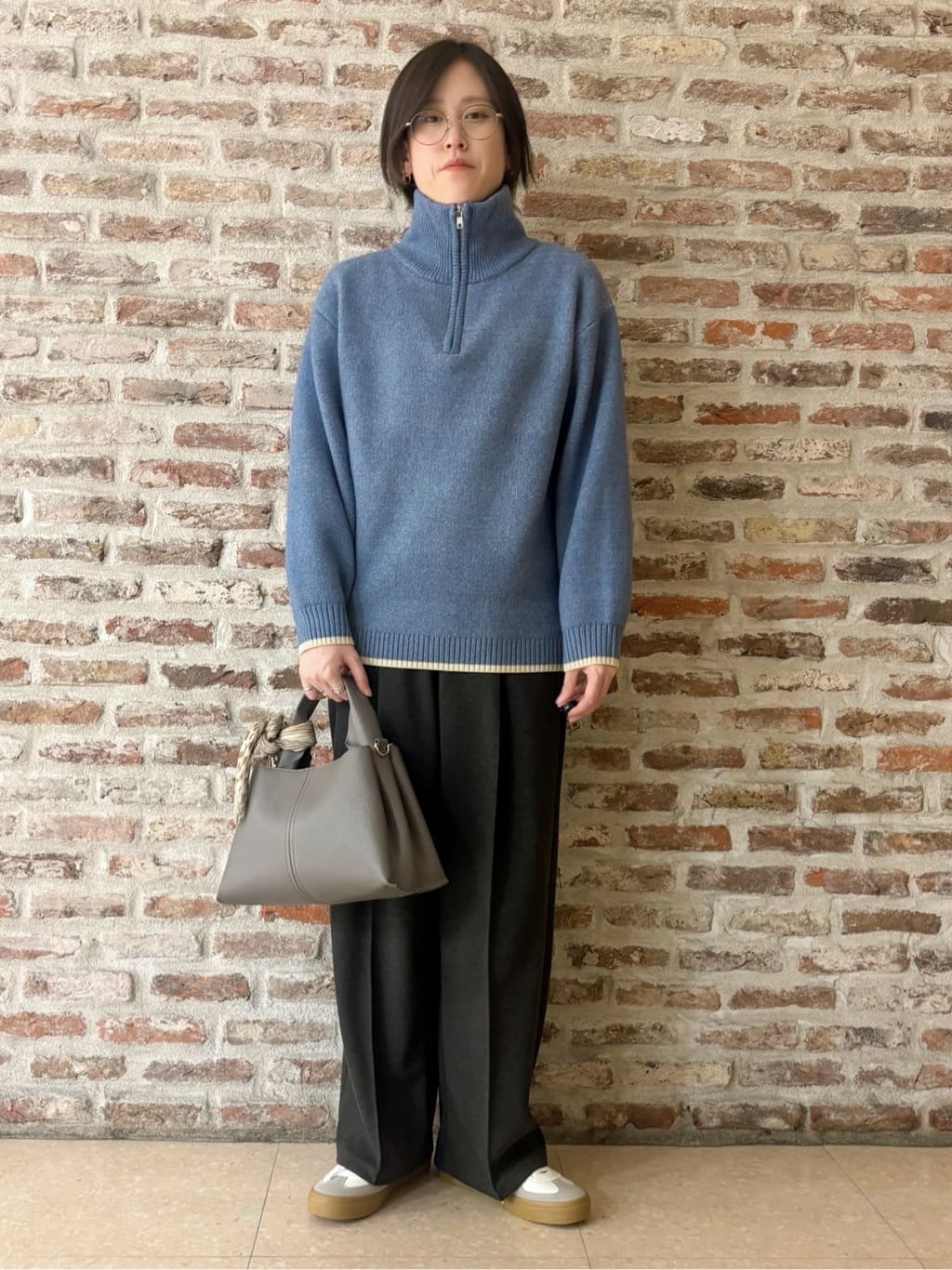 しばさんの「THE SHOP TK｜【洗える】ほど良くラフで女性らしい ハーフZIPニット」を使ったコーディネート