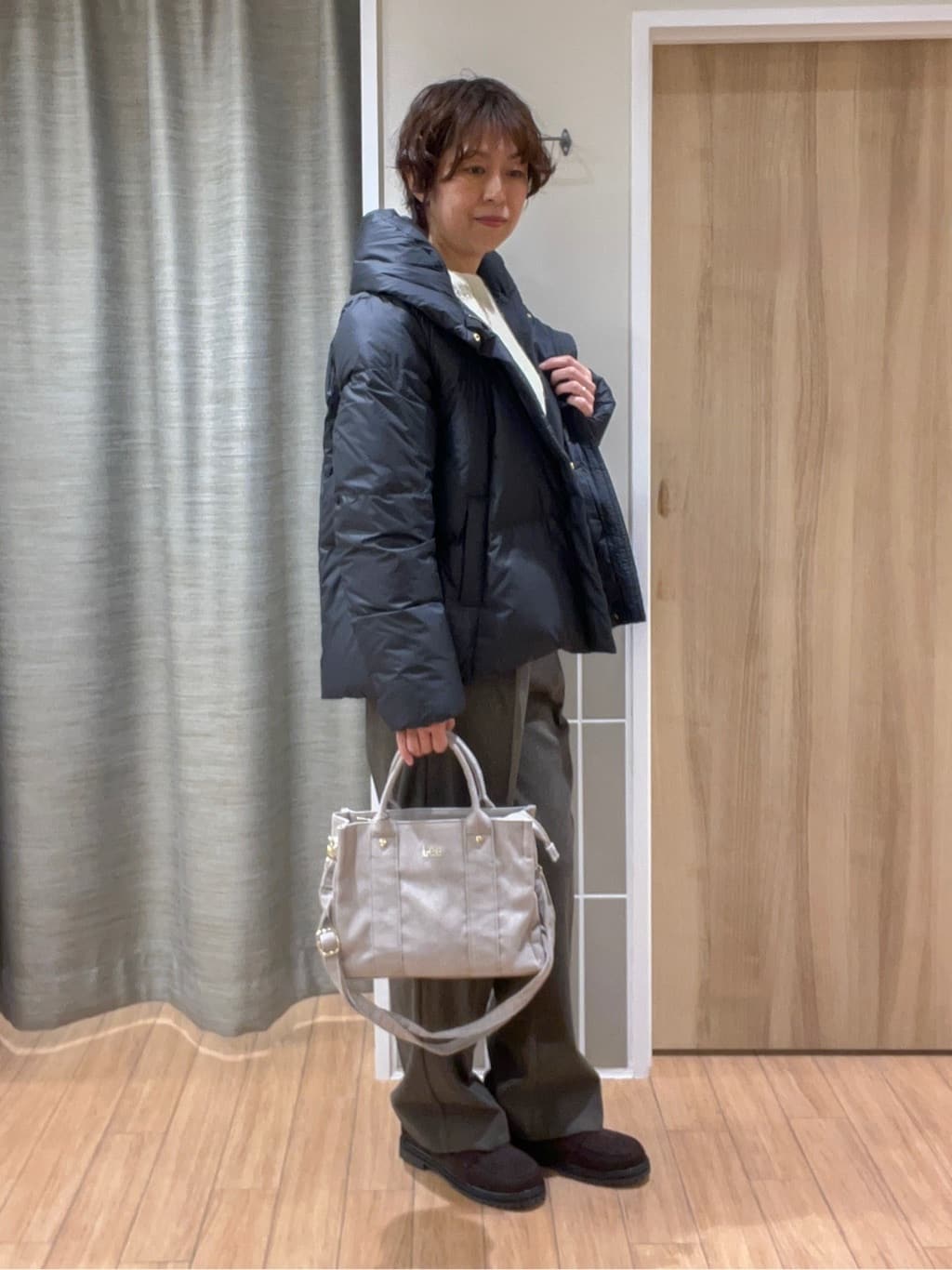 ヨッコさんの「grove｜【名品アウター／800FP・多機能】つつまれダウンショート」を使ったコーディネート