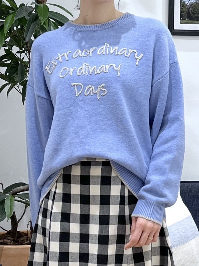 canaさんの「Dessin｜【洗える】ペイント風刺繍入り配色ラインニット」を使ったコーディネート