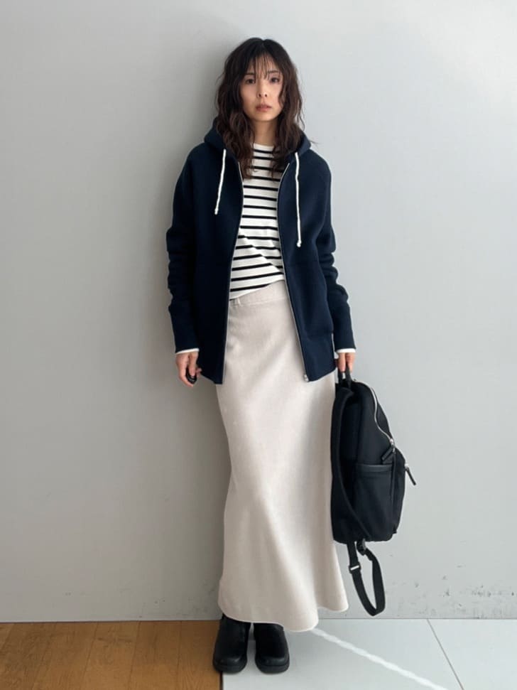 misaさんの「DRESSTERIOR｜デキシー吊裏毛ジップアップパーカ」を使ったコーディネート
