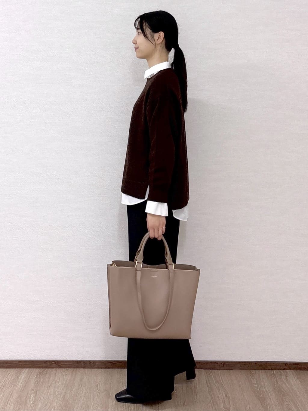 sachikoさんの「OPAQUE.CLIP｜リラクシークルーネックニット【洗濯機OK】」を使ったコーディネート