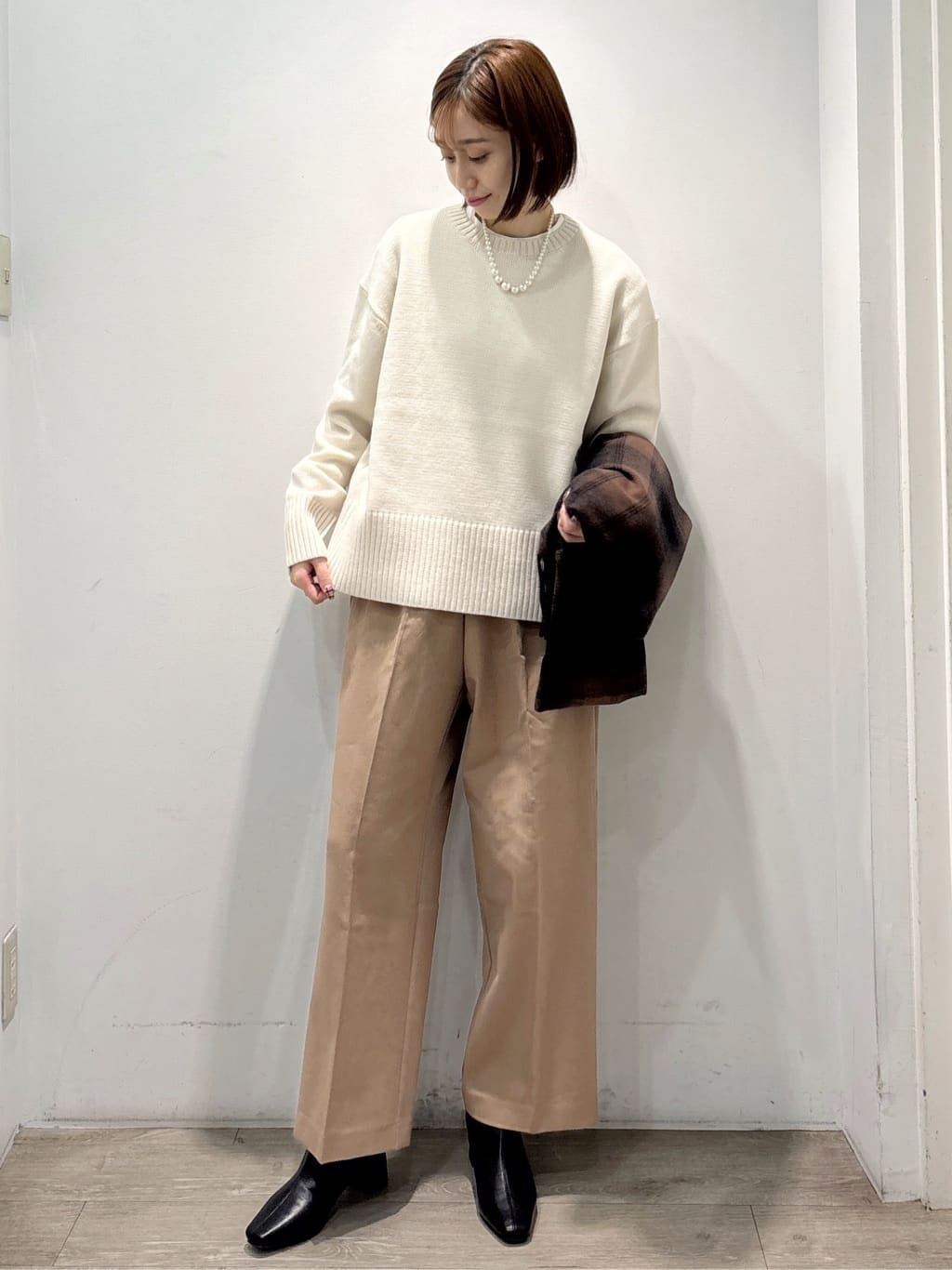 ぶまりんさんの「OPAQUE.CLIP｜ウォームタッチ イージーワイドパンツ【洗濯機洗OK／ストレッチ】≪SS～LL≫」を使ったコーディネート