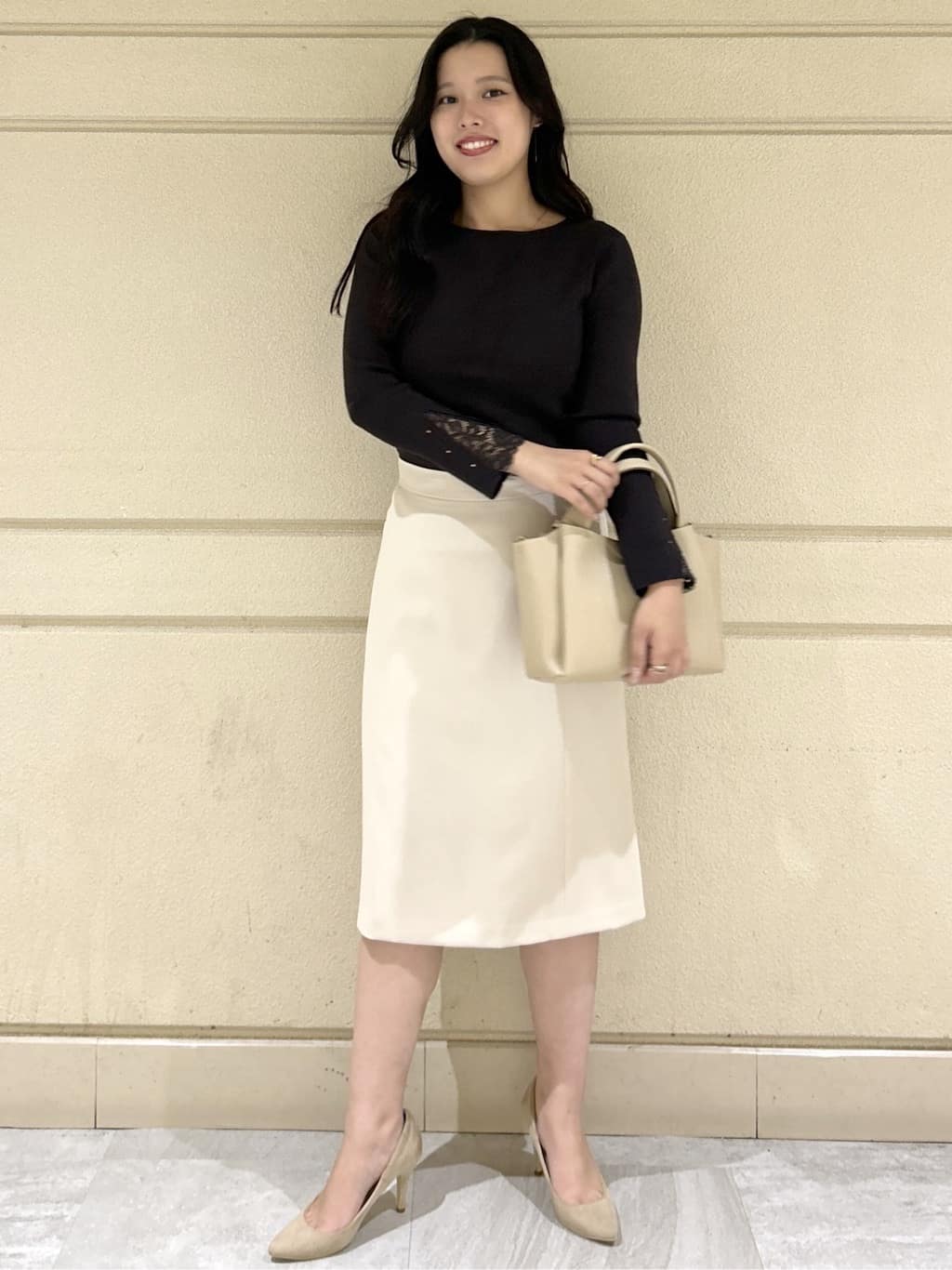 Momokaさんの「COUP DE CHANCE｜【手洗い可】袖口レースコンパクトニット」を使ったコーディネート