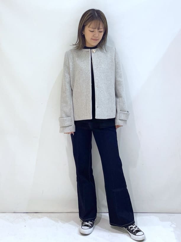 manaさんの「OPAQUE.CLIP｜《丈が選べる》ストレートデニムパンツ【洗濯機洗い可】」を使ったコーディネート