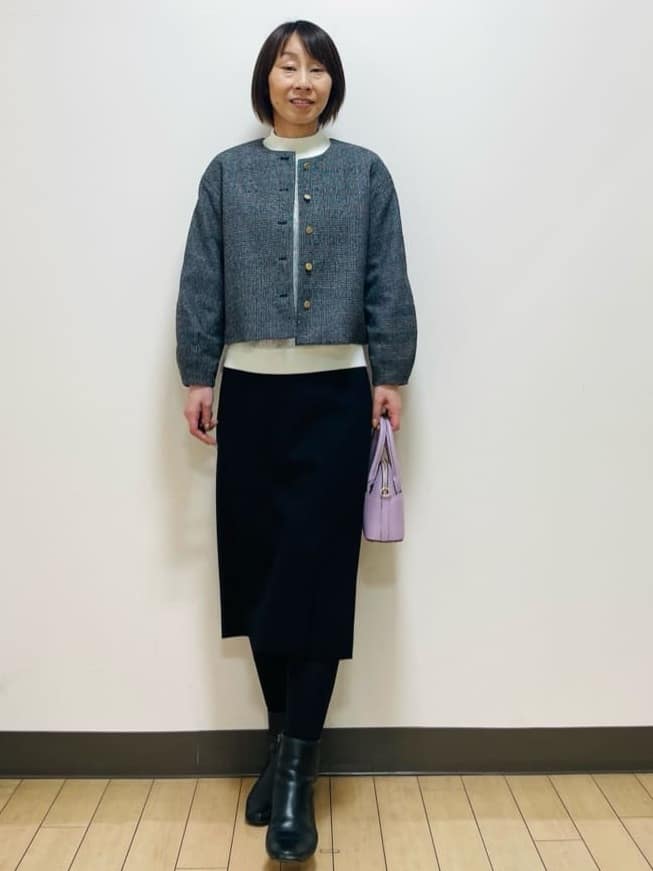 Riiさんの「Reflect｜【すっきりシルエット／通勤におすすめ◎】キレイめジャージタイトスカート」を使ったコーディネート