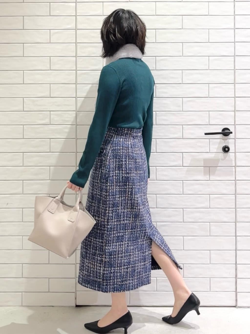 しおりさんの「OPAQUE.CLIP｜ハイネックリブニット【洗濯機OK】」を使ったコーディネート