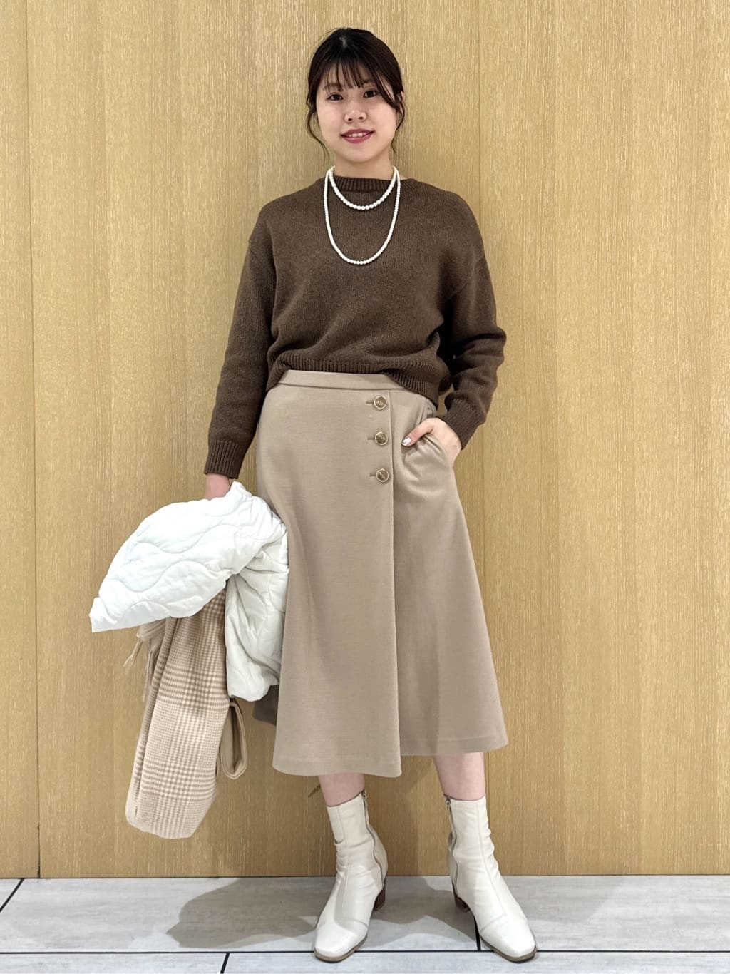 nanaさんの「UNTITLED｜【セットアップ可/ゆったり】ウール混ラメニット」を使ったコーディネート