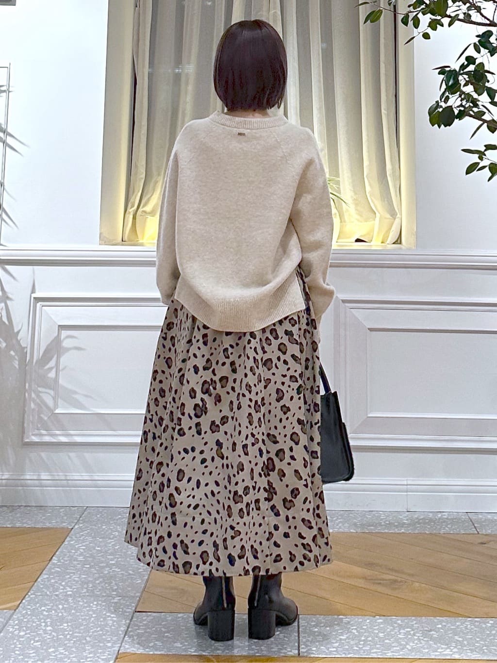 なべこさんの「DRESSTERIOR｜レオパードタックボリュームスカート」を使ったコーディネート