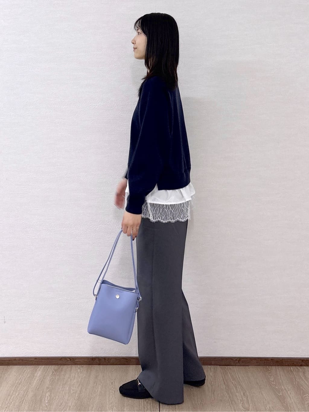 sachikoさんの「OPAQUE.CLIP｜裾レースドッキングニット」を使ったコーディネート