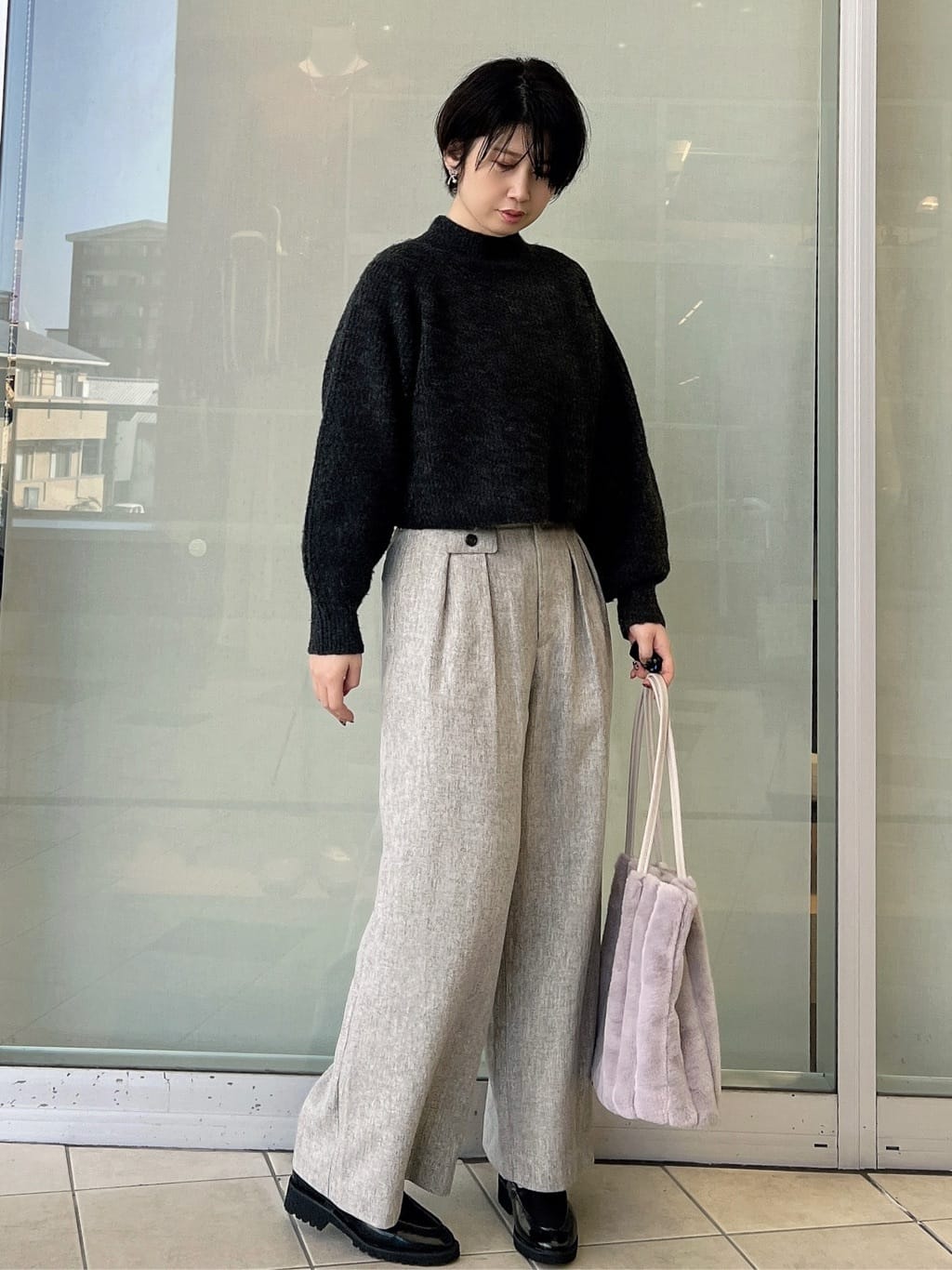 yo-koさんの「OPAQUE.CLIP｜MIXミドルゲージショートあぜニット【洗濯機OK】」を使ったコーディネート