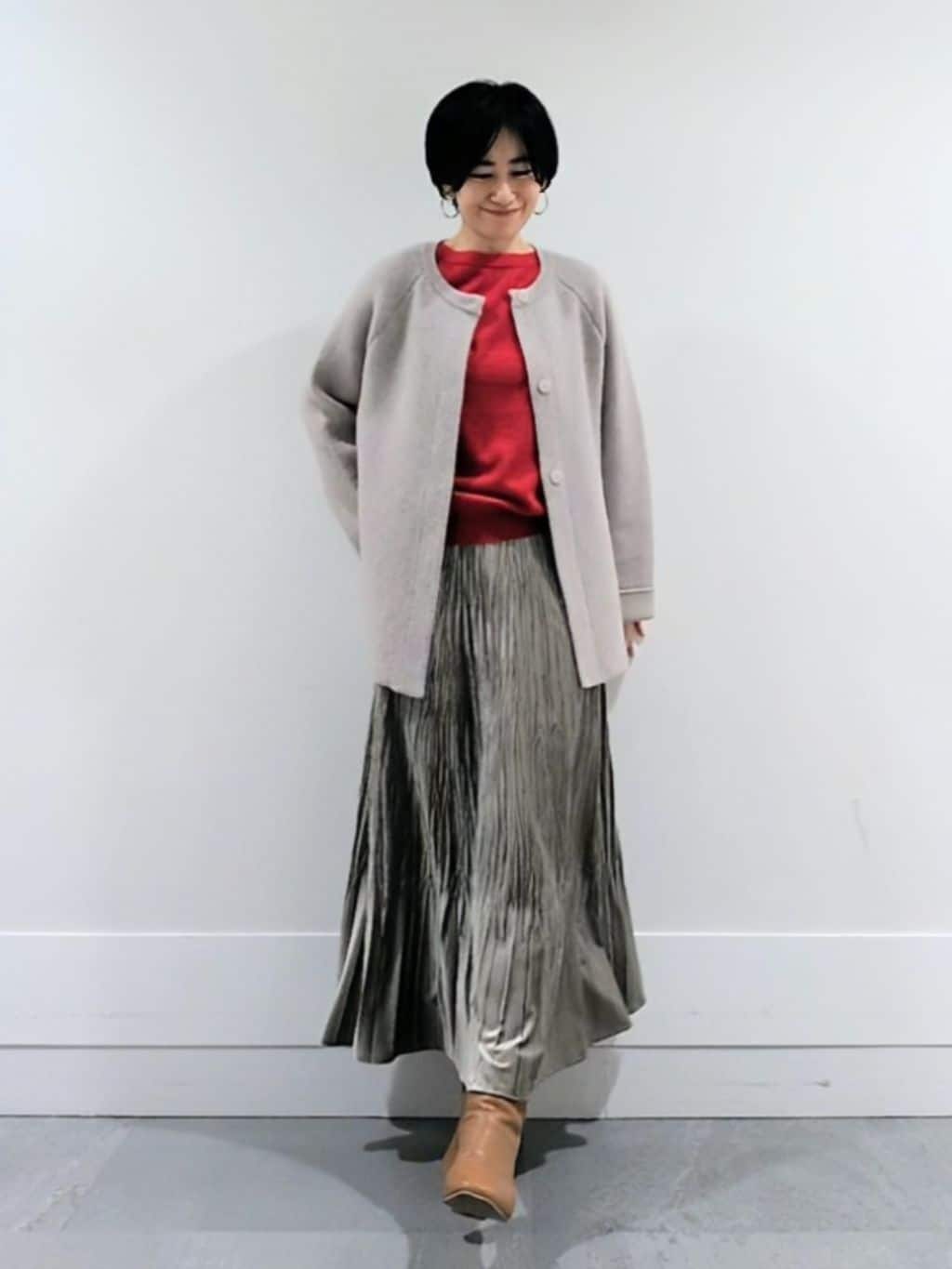 ミズタさんの「UNTITLED｜【アンサンブル可/洗える】シルクウールカシミヤ ドルマンスリーブニット」を使ったコーディネート