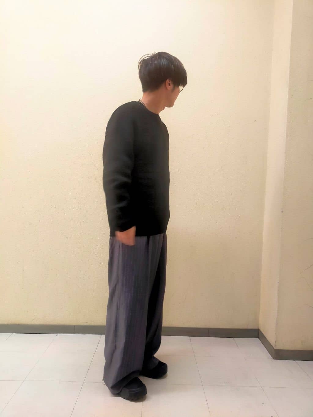 nerさんの「TAKEO KIKUCHI｜畦編みチェック プルオーバーニット」を使ったコーディネート