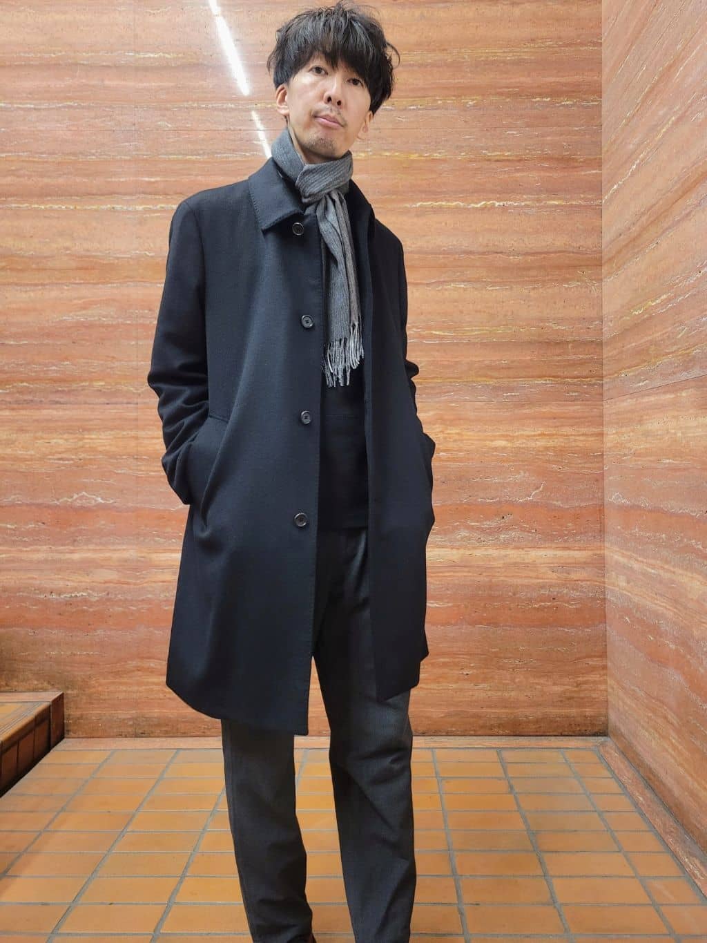 piroyaさんの「TAKEO KIKUCHI｜カシミヤブレンド ビーバー調ステンカラーコート」を使ったコーディネート