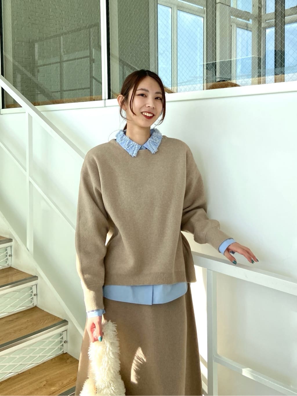 めぐさんの「OPAQUE.CLIP｜サイド編地切替ニットトップス／セットアップ対応【洗濯機OK】」を使ったコーディネート