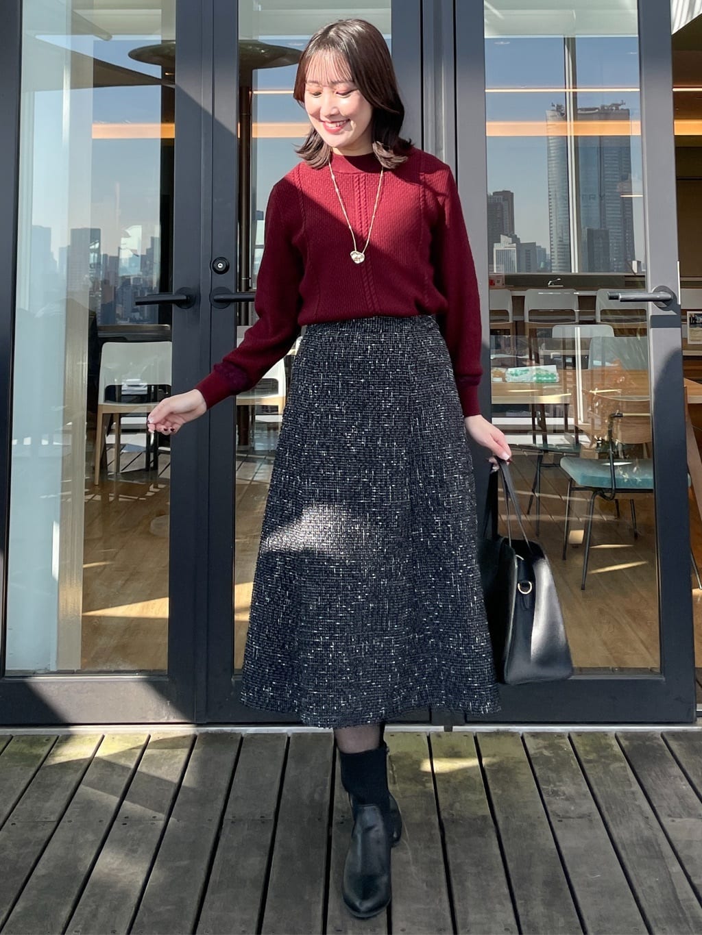 yukariさんの「Reflect｜【ほんのりラメ感◎】ケーブル柄ニット」を使ったコーディネート