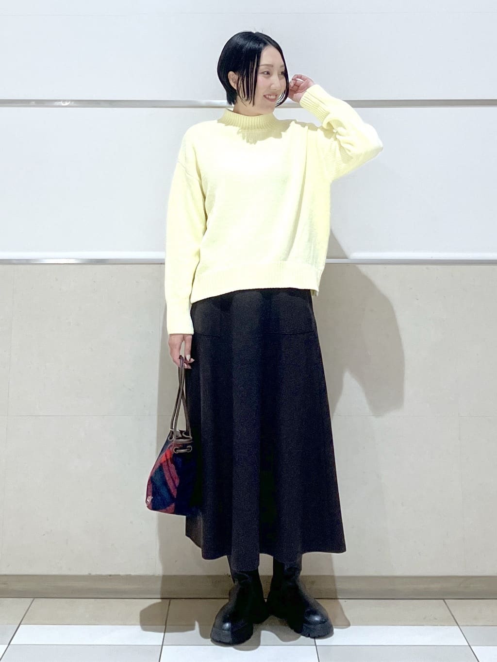 eriko さんの「Dessin｜【洗える】ハイネックベロアモールニット」を使ったコーディネート