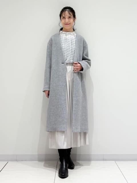 kayoさんの「INDIVI｜【軽量／ウール混】ライトフォルム ロングコート」を使ったコーディネート