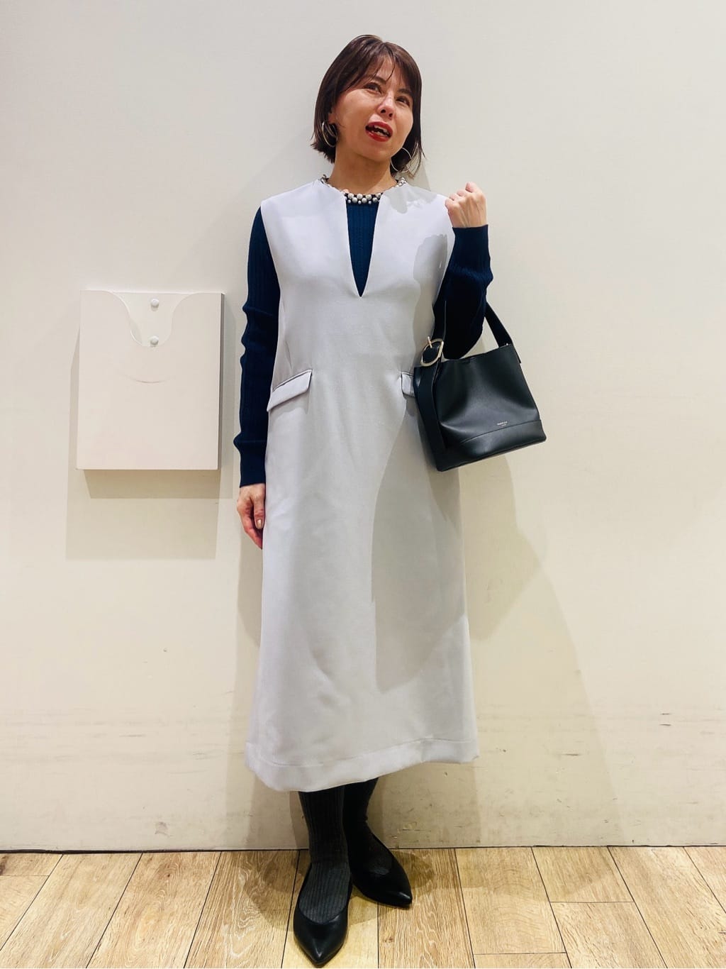 YUKOさんの「index｜キーネックジャンスカ【洗濯機OK／防シワ／イージーアイロン】」を使ったコーディネート