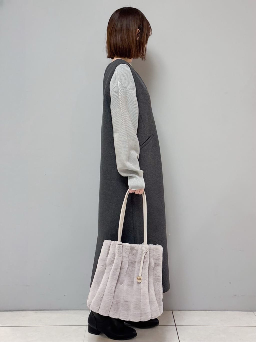 yさんの「OPAQUE.CLIP｜ウールライクジャンパードレス【洗濯機洗い可】」を使ったコーディネート