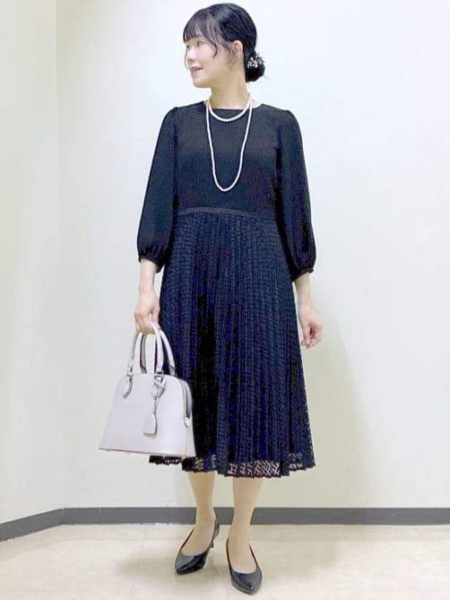  beni_gingerさんの「Reflect｜【SS-4Lサイズ】シフォン&times;幾何柄レースプリーツワンピース」を使ったコーディネート