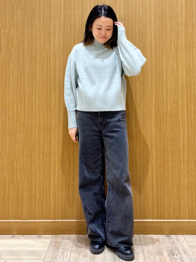 aさんの「OPAQUE.CLIP｜選べる2丈 ハイネックカラーミックスラメニット【洗濯機OK】」を使ったコーディネート