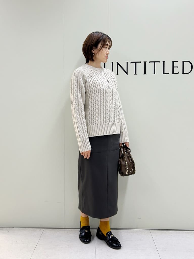 Mikiさんの「UNTITLED｜【洗える】スポンディッシュ ケーブル柄ニット」を使ったコーディネート