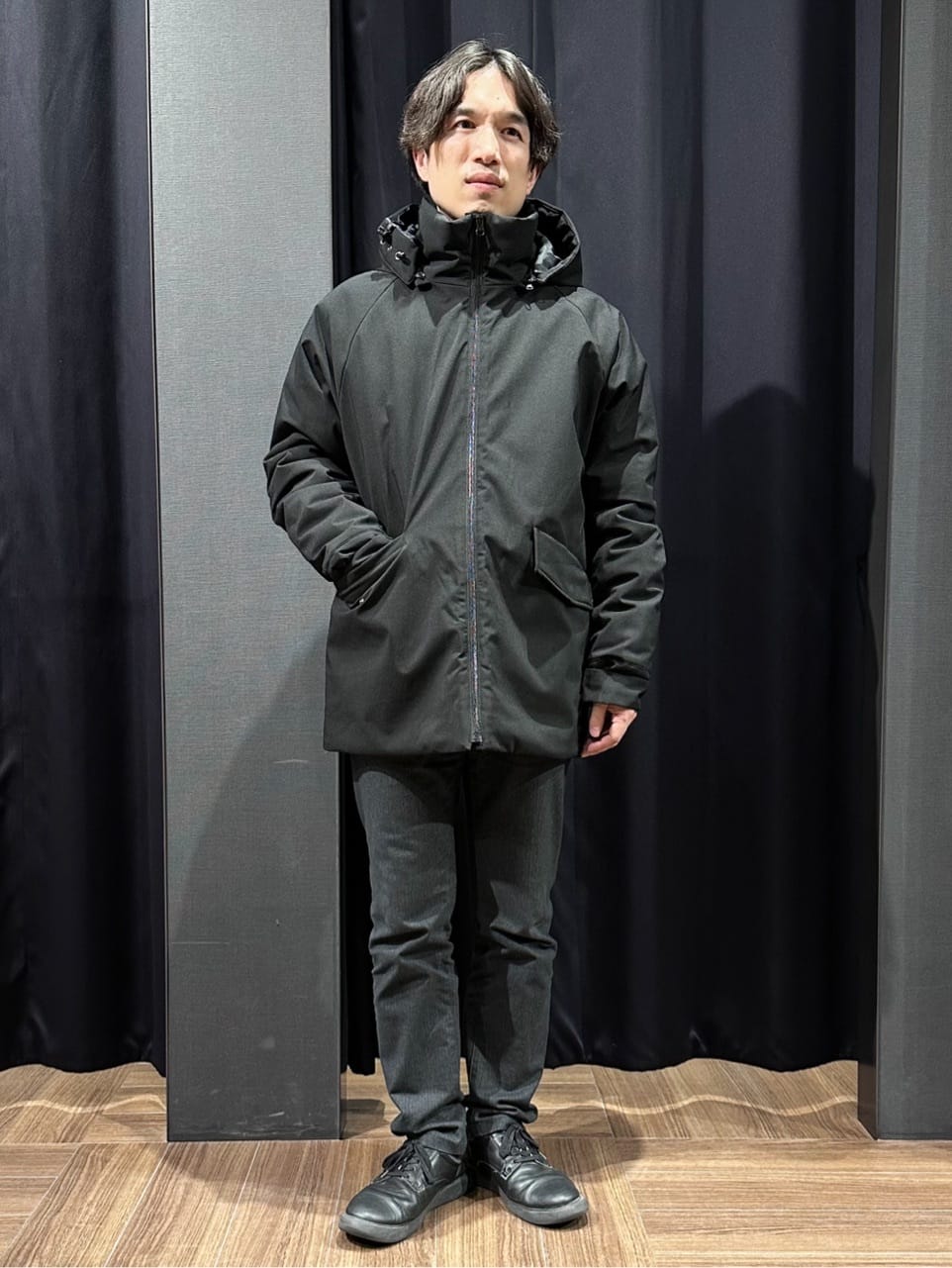 tomoyaさんの「THE SHOP TK｜【軽くて、暖かい】SORONA／ソロナ 中綿ブルゾン 防風/軽量/洗濯機OK/フード脱着可」を使ったコーディネート